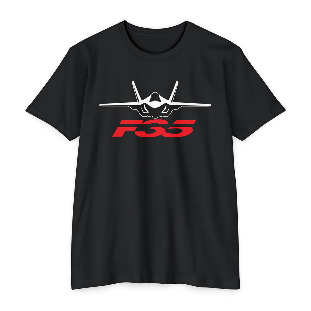 F35 Fighter Jet Unisex CVC Jersey T-Shirt - Aviation Enthusiast Tee